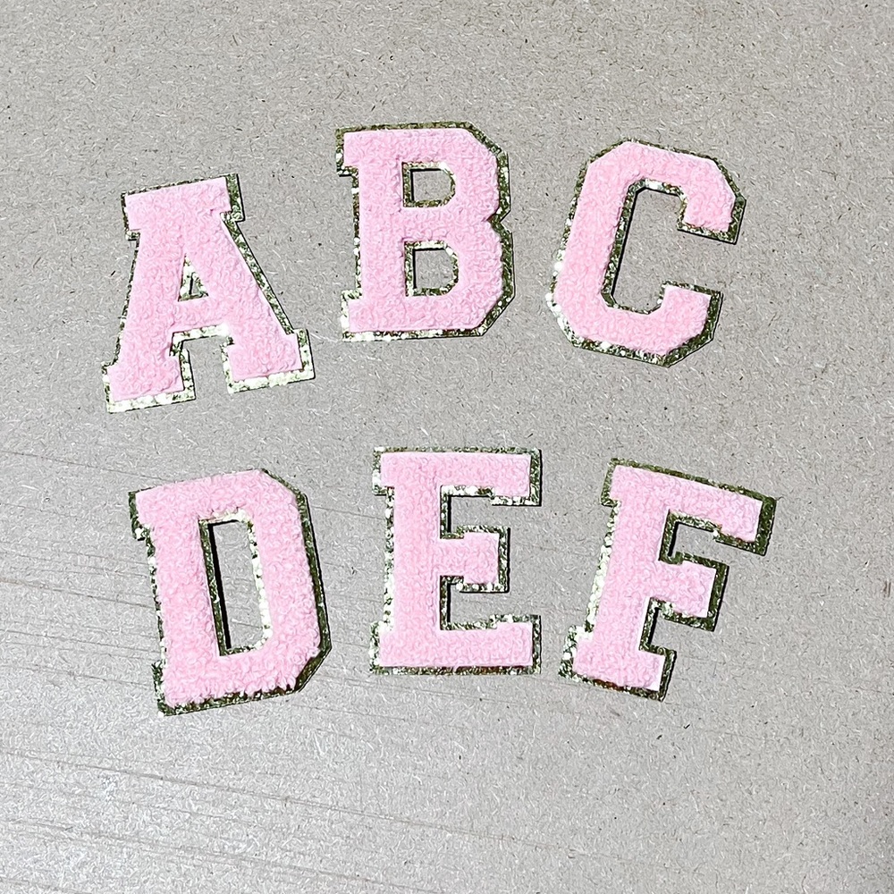 Chenille Letter Patches- pink